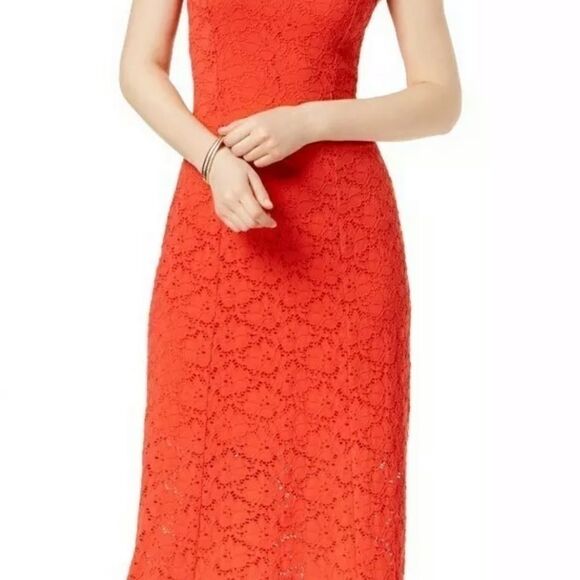 Alfani Lace Midi Dress in Cherry Bliss Color - Picture 3 of 8